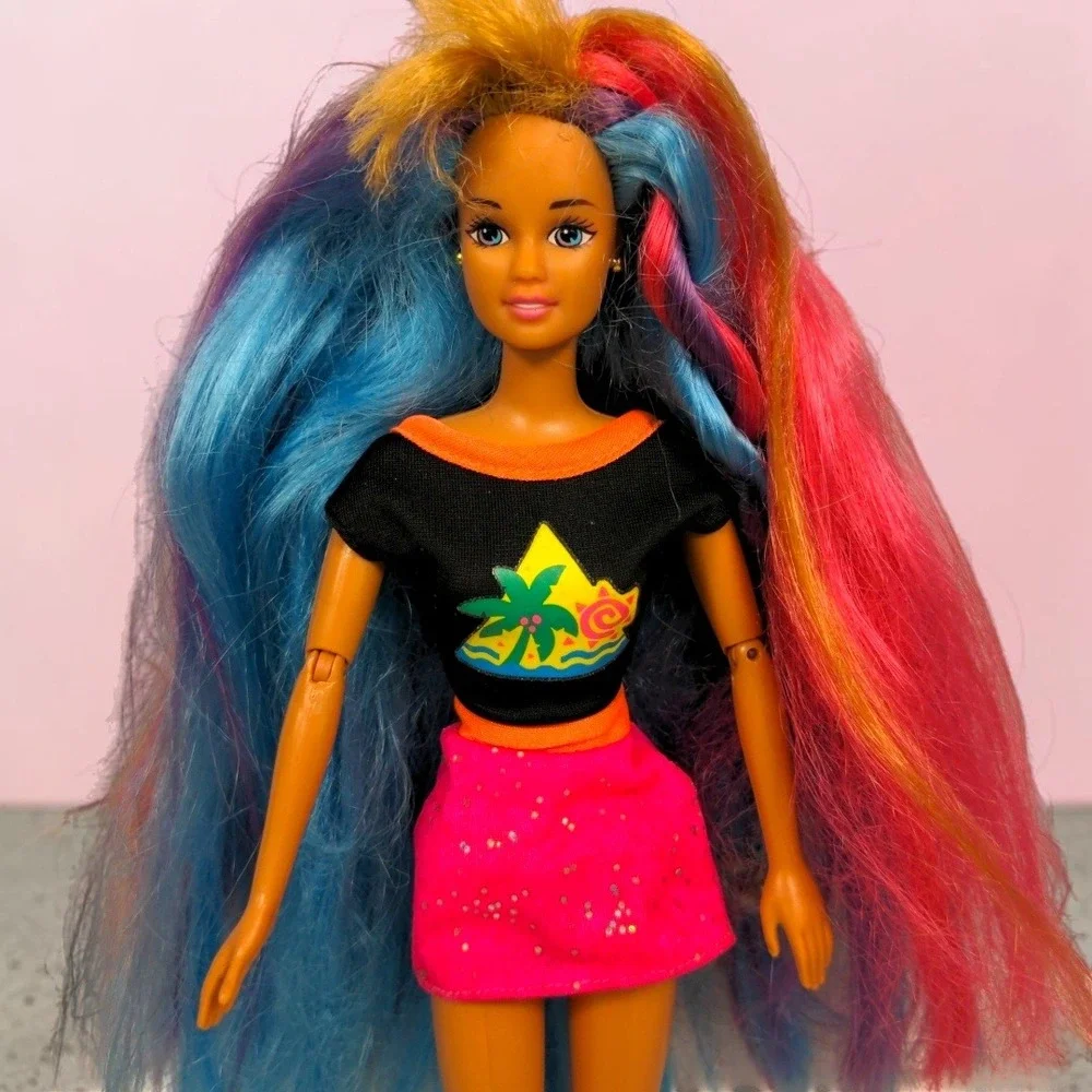 VTG 1991 Mattel Totally Hair Barbie Doll Multi-Color Neon Long Hair 90s Toy